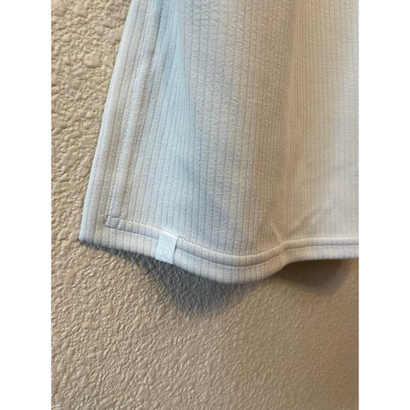Lululemon Off White Softstreme Ribbed Relaxed Fit V Neck Short Sleeve Tee Size 8 - Picture 6 of 10